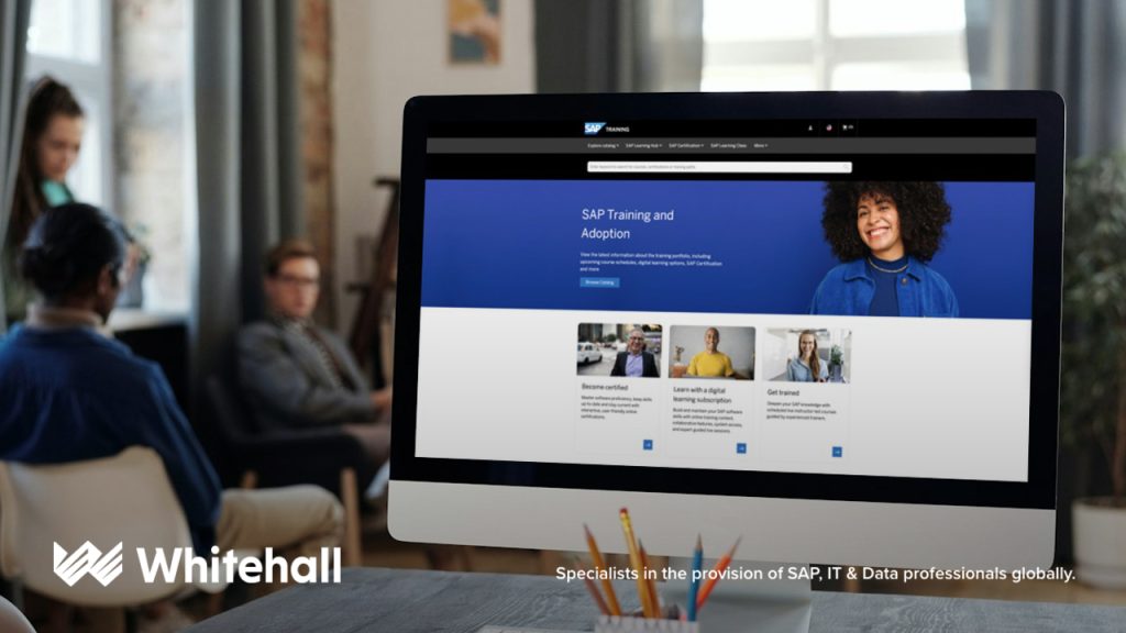 SAP training website displayed on a home computer