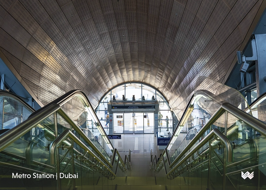 Metro Station Dubai. Image of some stairs and escalators
