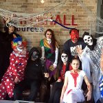 Group of staff in halloween costumes