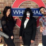 Group of staff in halloween costumes