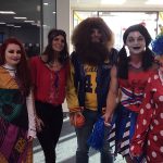 Group of staff in halloween costumes