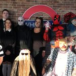 Group of staff in halloween costumes