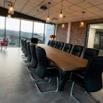 Interior of boardroom. shows chairs and a table