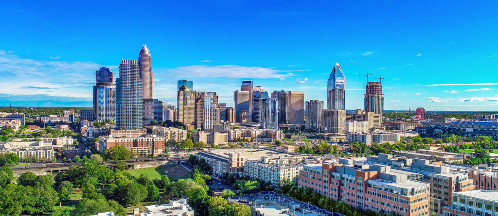 Downtown Charlotte, North Carolina, USA Skyline Drone Aerial